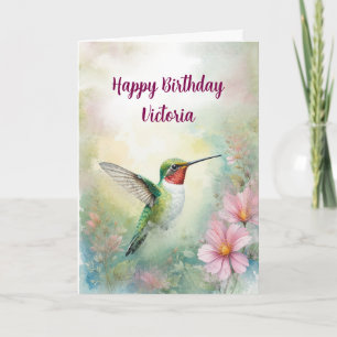 Happy Birthday Individuelle Name Hummingbird Bird Karte