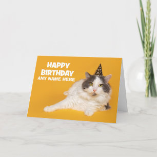 Happy Birthday Individuelle Name Niedlich Cat in P Feiertagskarte