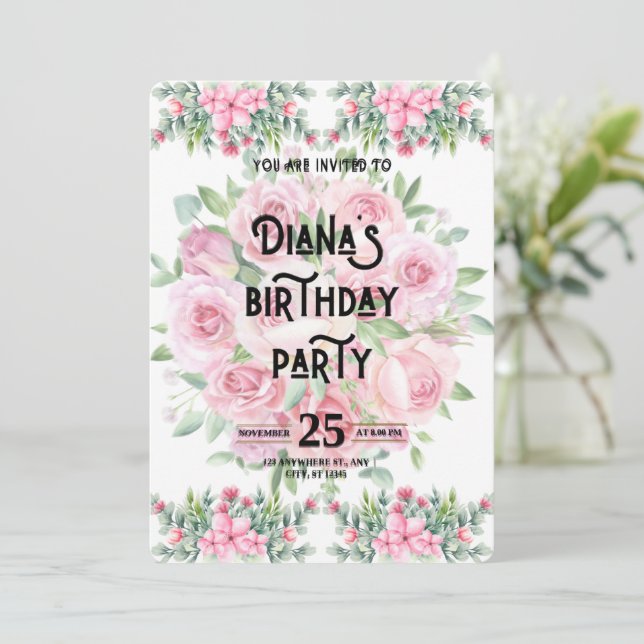 Happy Birthday Invitation Einladung (Stehend Vorderseite)