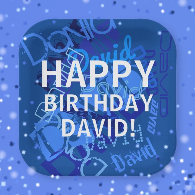 Happy Birthday (irgendein Name) Blue Pappteller (Von Creator hochgeladen)