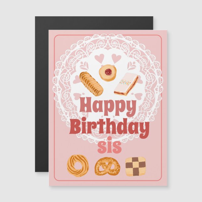 Happy Birthday ist dänische Kekse Magnetkarte (Vorne/Hinten)