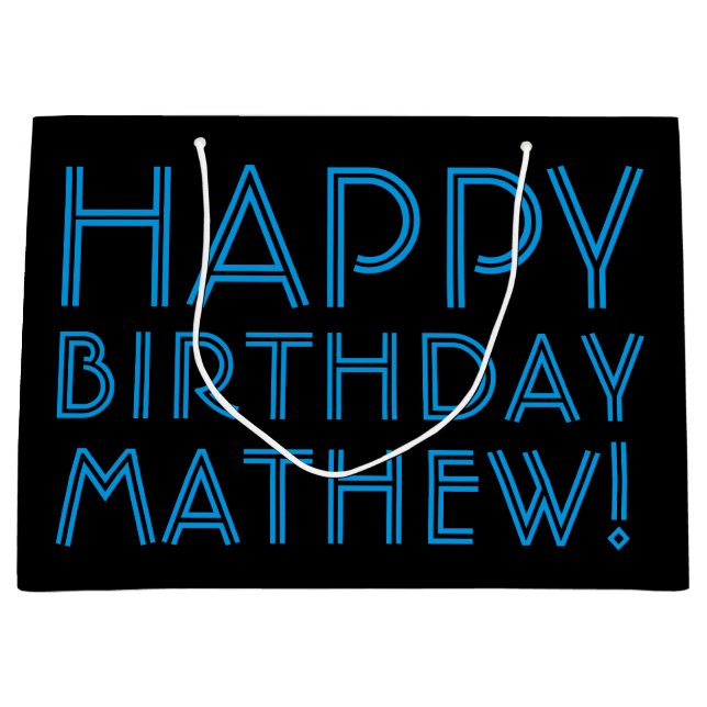 Happy Birthday (JEDER NAME) | Blau & Schwarz (oder Große Geschenktüte (Vorderseite)
