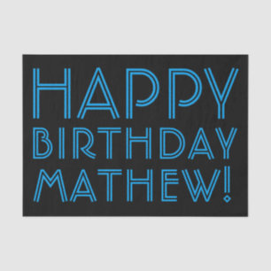 Happy Birthday (JEDER NAME)   Blau & Schwarz (oder Seidenpapier