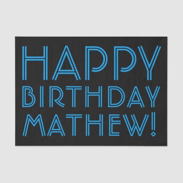 Happy Birthday (JEDER NAME) | Blau & Schwarz (oder Seidenpapier (Vorderseite)