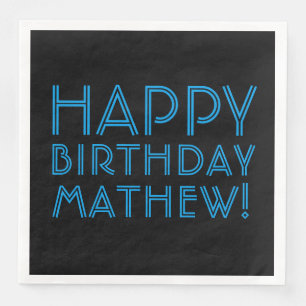 Happy Birthday (JEDER NAME)   Blau & Schwarz (oder Serviette