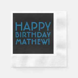 Happy Birthday (JEDER NAME)   Blau & Schwarz (oder Serviette