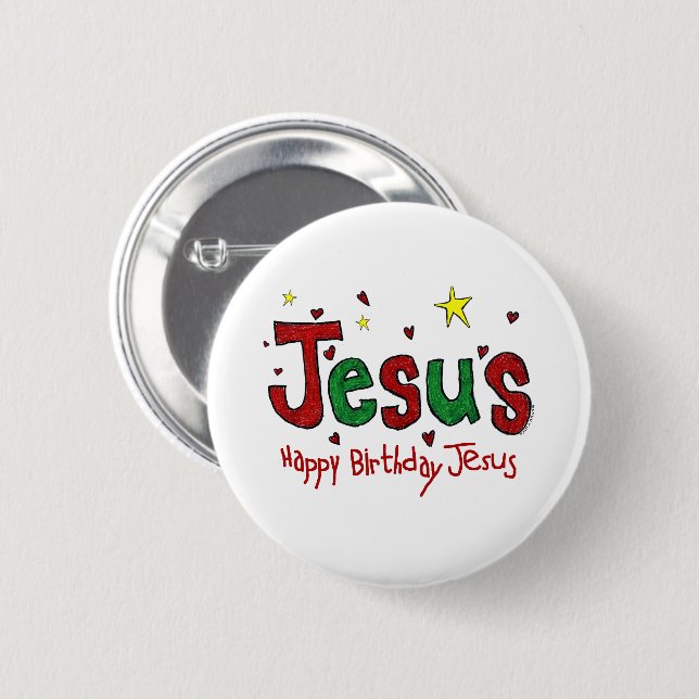 Happy Birthday Jesus Button (Vorne & Hinten)