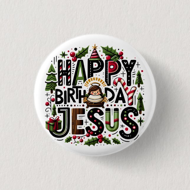 Happy Birthday Jesus Button (Vorderseite)