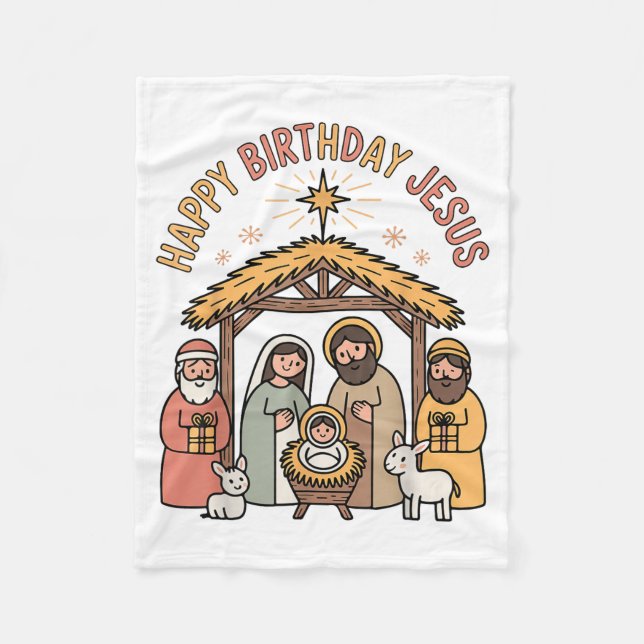 Happy Birthday Jesus Christmas Christian Outfit To Fleecedecke (Vorderseite)