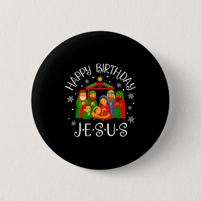 Happy Birthday Jesus Christmas Pajamas Xmas Squad  Button (Vorderseite)