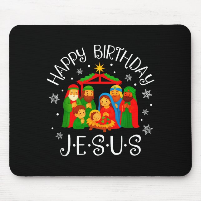 Happy Birthday Jesus Christmas Pajamas Xmas Squad  Mousepad (Vorne)