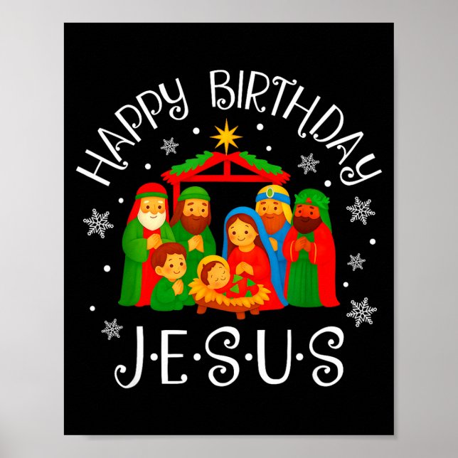 Happy Birthday Jesus Christmas Pajamas Xmas Squad  Poster (Vorne)