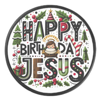 Happy Birthday Jesus Eishockey Puck