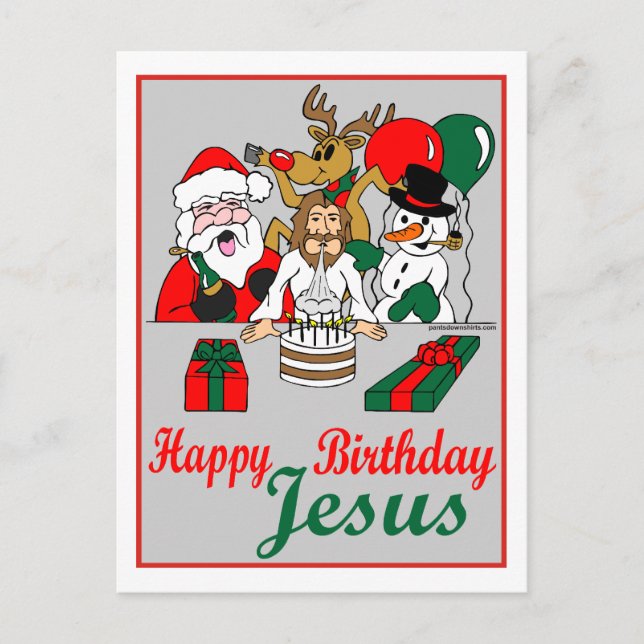 Happy Birthday Jesus Feiertagspostkarte (Vorderseite)