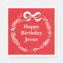 Happy Birthday Jesus | Hand Drawn Bow Christmas Serviette