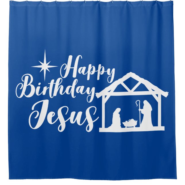 Happy Birthday Jesus Nativity Duschvorhang (Vorderseite)