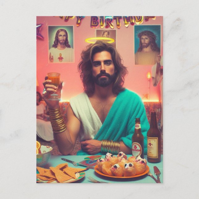 Happy Birthday Jesus Postkarte (Vorderseite)