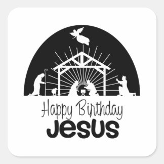 Happy Birthday Jesus Quadratischer Aufkleber