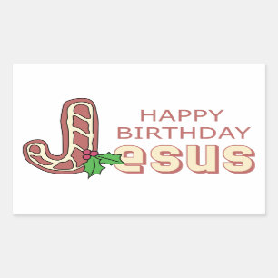 Happy Birthday Jesus Rechteckiger Aufkleber
