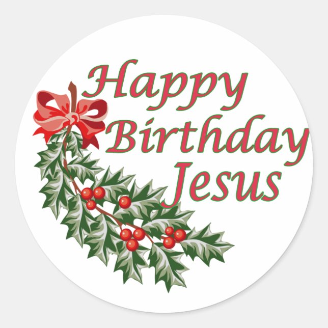 Happy Birthday Jesus Runder Aufkleber (Vorderseite)