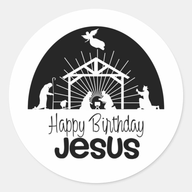 Happy Birthday Jesus Runder Aufkleber (Vorderseite)