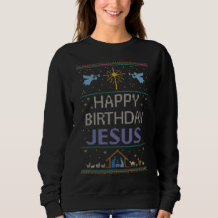 Happy Birthday Jesus Weihnachten Lila Christlich Sweatshirt