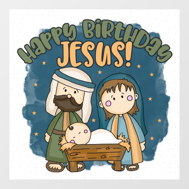 Happy Birthday Jesus Window Cloning Fensteraufkleber (Blatt)