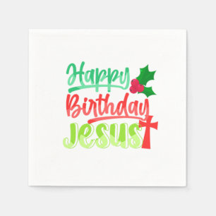 Happy Birthday Jesus Xmas Merry Christmas Gift Serviette