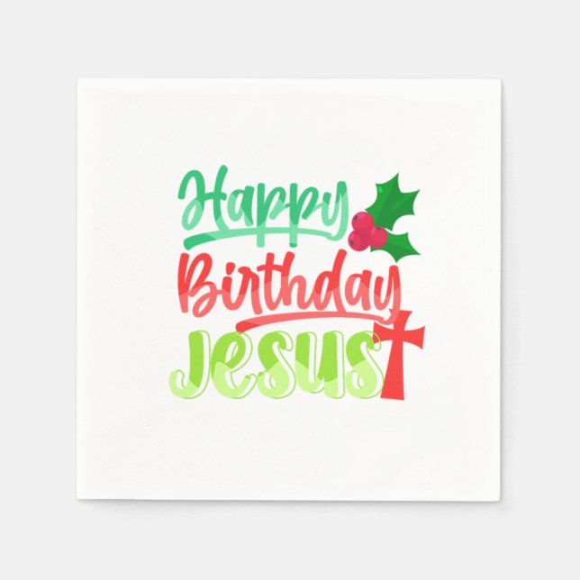 Happy Birthday Jesus Xmas Merry Christmas Gift Serviette (Vorderseite)