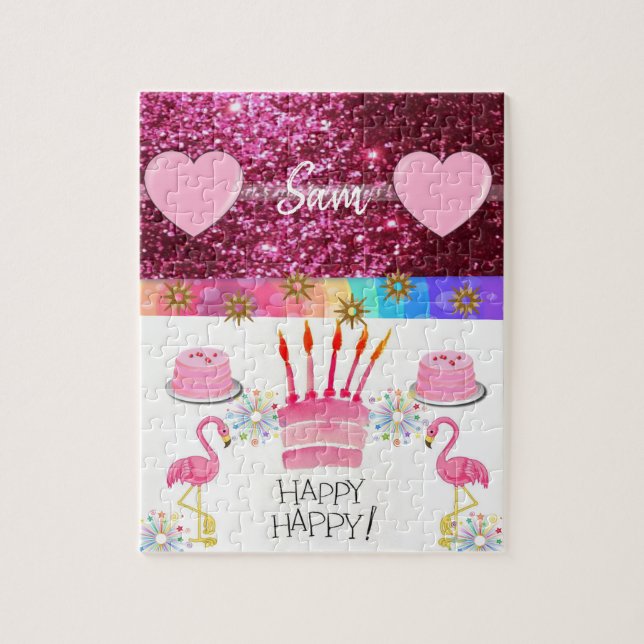 Happy Birthday Jigsaw Puzzle Flamingo (Vertikal)