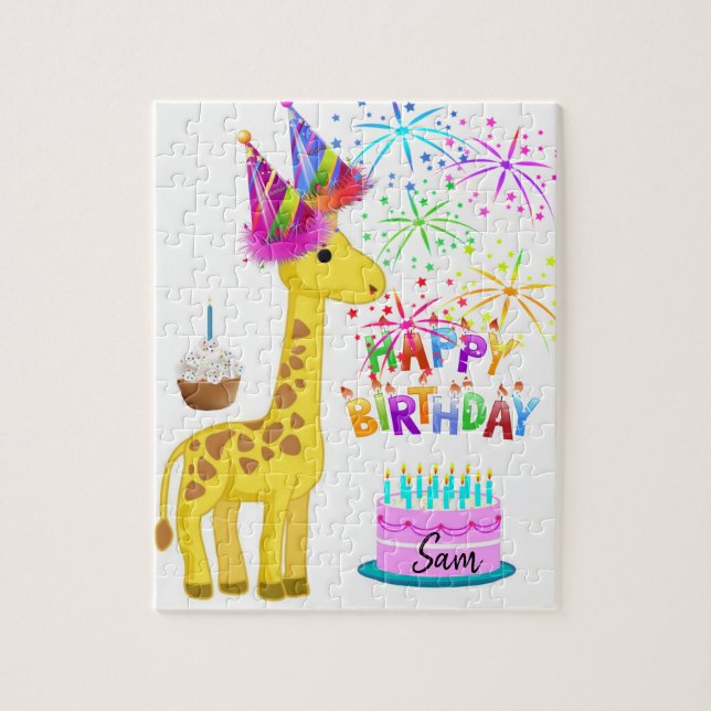Happy Birthday Jigsaw Puzzle Giraffe (Vertikal)