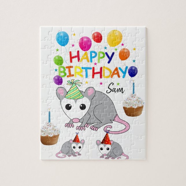 Happy Birthday Jigsaw Puzzle Possum (Vertikal)