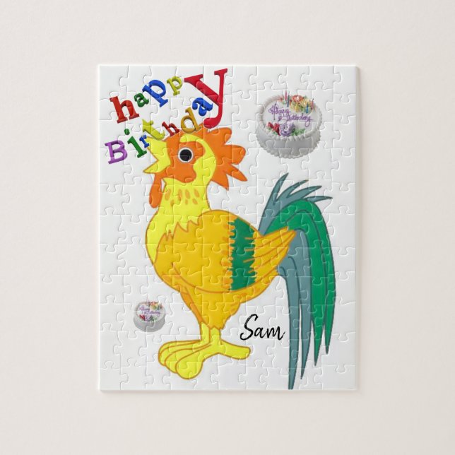 Happy Birthday Jigsaw Puzzle Rooster (Vertikal)