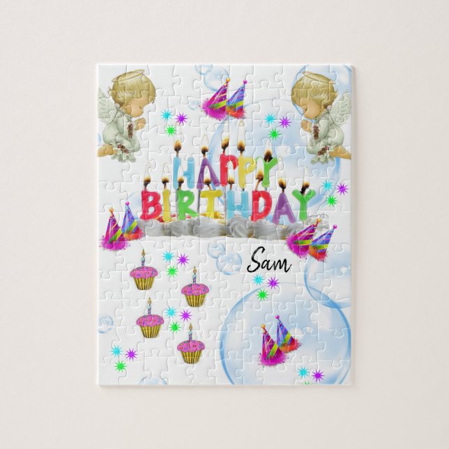 Happy Birthday Jigsaw Puzzle Twin Angels (Vertikal)