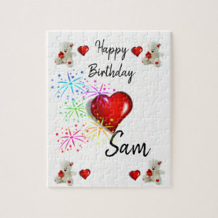 Happy Birthday Jigsaw Puzzle White Teddy Bar