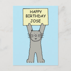 Happy Birthday Jose Cartoon Cat Postkarte