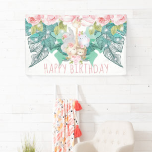 Happy Birthday Jungle Animals Girl Geburtstag Banner
