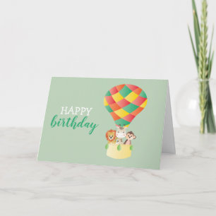 Happy Birthday Jungle Tiere Hot Air Ballon Karte