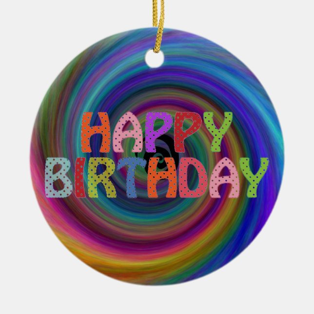 Happy Birthday Keramik Ornament (Vorne)