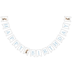 Happy Birthday Kids Bunny Birthday Blue Wimpelkette