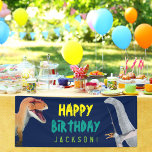Happy Birthday Kids Dinosaur Geburtstag Banner<br><div class="desc">Passen Sie die Schriftart, Farben und Hintergrundfarbe für das Dinosaurier-Party Ihres Kindes an! Ideal für Kinder Geburtstagsfeiern. Illustrationen von: Allosaurus rendering by Fred Wierum under Creative Commons Attribution-ShareAlike 3.0 Unported (CC BY-SA 3.0) Brontosaurus rendering by Tom Parker under Creative Commons Attribution-ShareAlike 4.0 International (CC BY-SA 4.0) Sordes Pteraosaurus rendering by...</div>