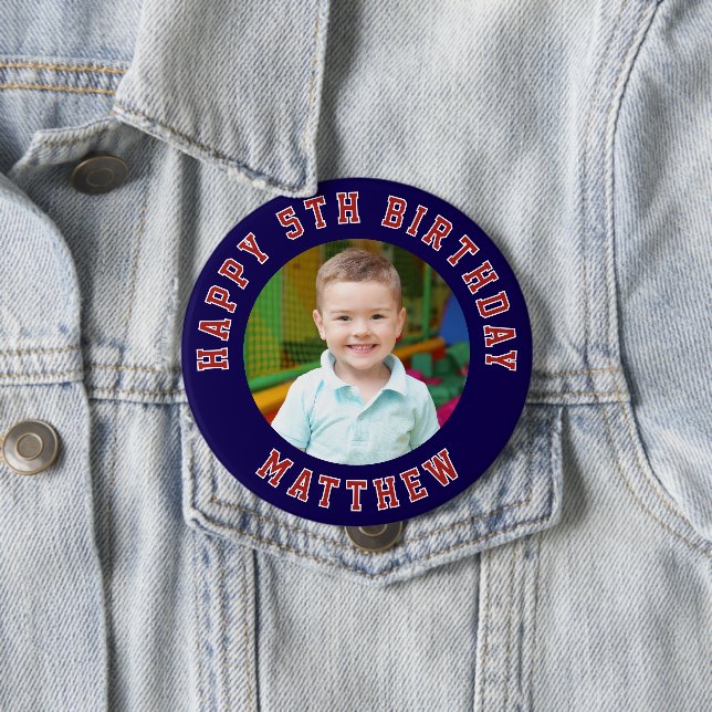 Happy Birthday Kids Foto | Blauer Name Button (Beispiel)