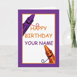 Happy Birthday Kids Name Crayon Design Gruß Karte