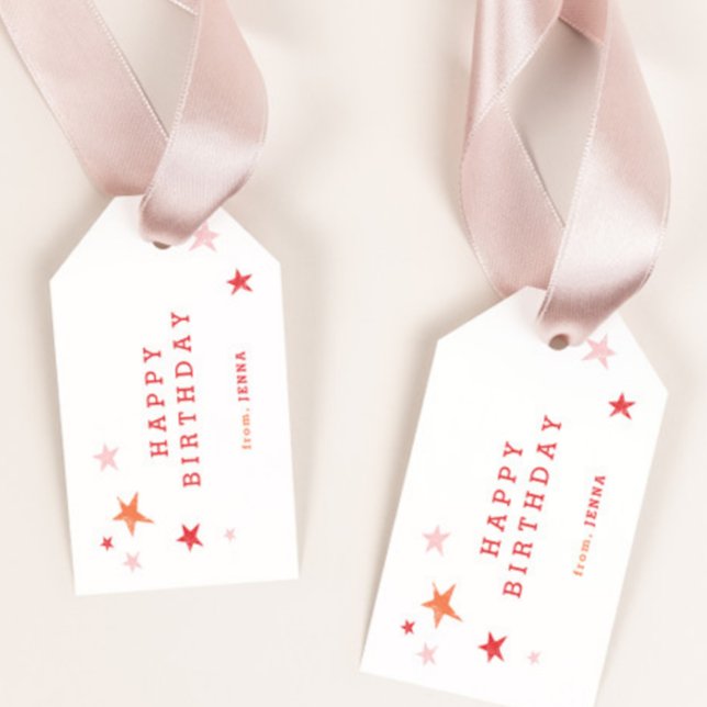 Happy Birthday | Kinder Geschenkanhänger (Modern hand drawn stars kids happy birthday gift tags.)