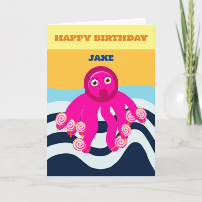 Happy Birthday Kinderoctopus-Karte Karte (Vorderseite)