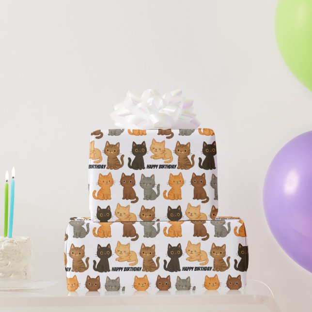 Happy Birthday Kitten Collection Geschenkpapier (Partygeschenke)
