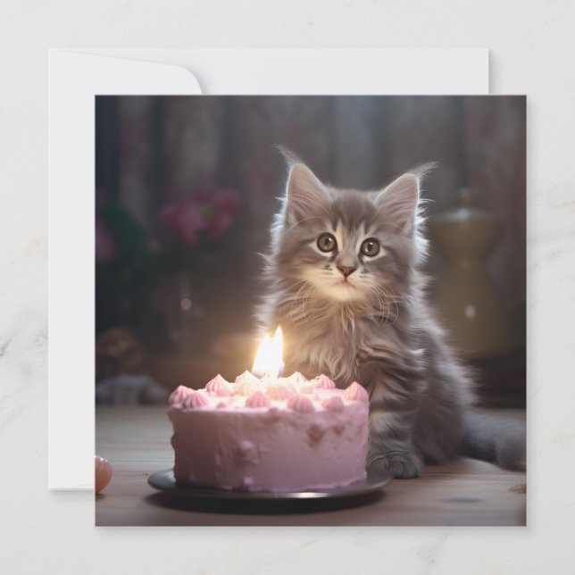 Happy Birthday Kitten Einladung (Vorderseite)