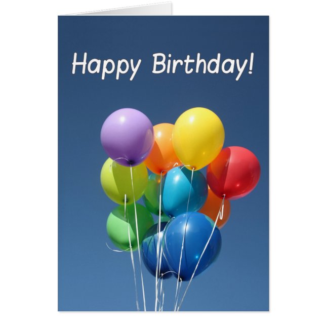 Happy Birthday Kolored Balloons in einem blauen Hi (Vorne)