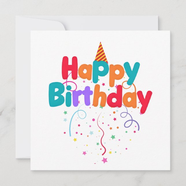 Happy Birthday Konfetti Einladung (Vorderseite)