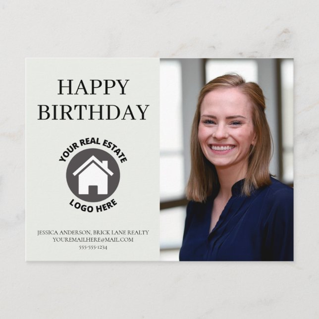 Happy Birthday Kontakt Info Foto Real Anwesen Postkarte (Vorderseite)